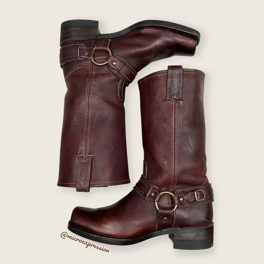 $599 Frye Vintage Harness 12R Brown Leather Cavalry Distressed Motorcycle Boot - Picture 16 of 16
